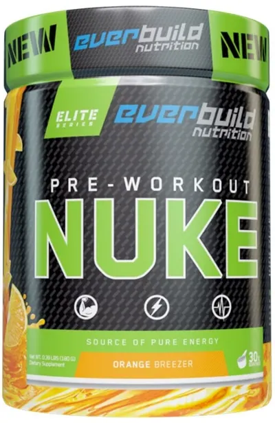 Elite Pre-workout Nuke, portocală, 180 g, Everbuild