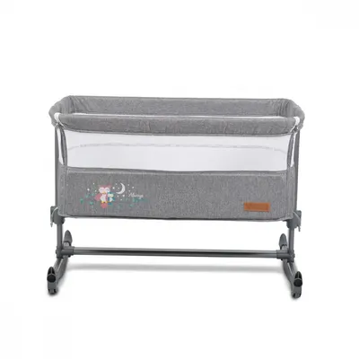 Patut Co-Sleeper pentru bebelusi Cangaroo Always Together Grey cu laterala culisanta,5 pozitii de reglare inaltime,pozitie antireflux,picioare antiderapante,functie atasare la patul parintelui,sistem leganare,husa detasabila