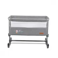 Patut Co-Sleeper pentru bebelusi Cangaroo Always Together Grey cu laterala culisanta,5 pozitii de reglare inaltime,pozitie antireflux,picioare antiderapante,functie atasare la patul parintelui,sistem leganare,husa detasabila