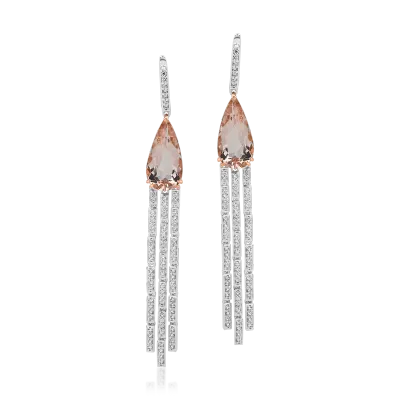 Cercei din aur alb cu morganit pear de 9.81ct si diamante round de 1.42ct