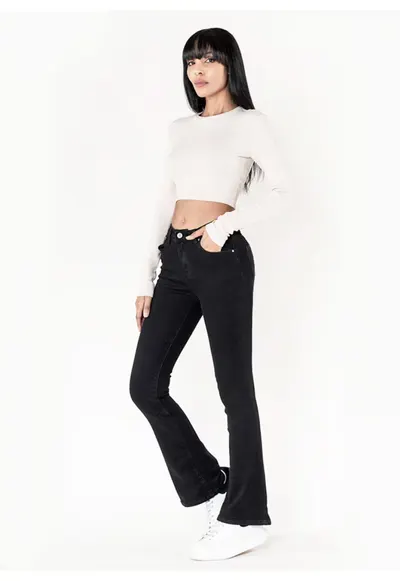 Blugi Dama Negri Evazati P079 M8 17994 - Negru