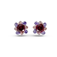 Cercei floare din aur roz cu pietre pretioase si semipretioase de 13.8ct