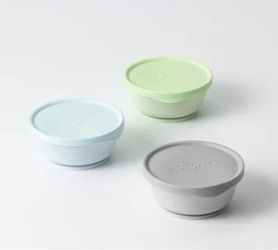 Set 3 boluri cu capac hrana bebelusi Miniware AquaGreyKeylime