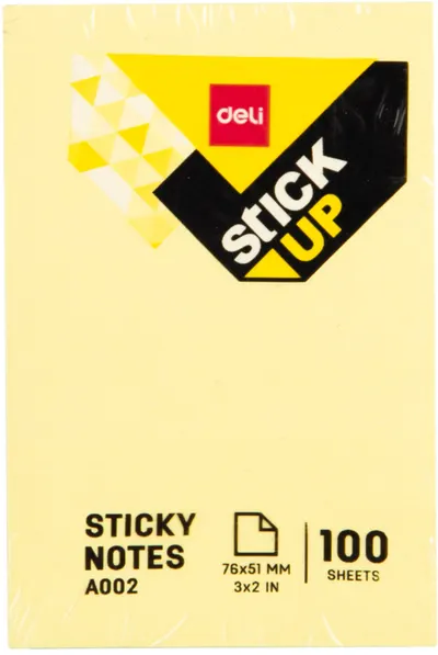 Hartie pentru notite Deli - 76 х 51 mm, 100 foi, pastel, galben
