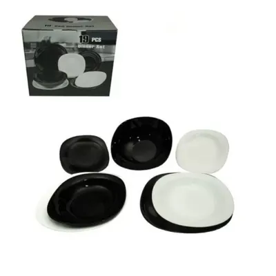 Serviciu de Masa, Opal Black-White, 19 Bucati