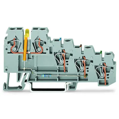 4-conductor sensor terminal block; LED (yellow); for NPN-(low-side) switching sensors; 2.5 mm²; CAGE CLAMP®; 2,50 mm²; gray