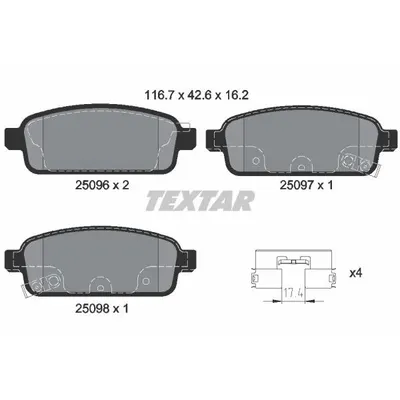 Set placute frana, frana disc TEXTAR 2509602