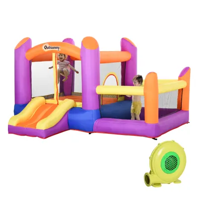 Castel Gonflabil pentru Copii Outsunny cu Trambulina si Piscina, Multicolor, 300x280x170cm | Aosom Romania