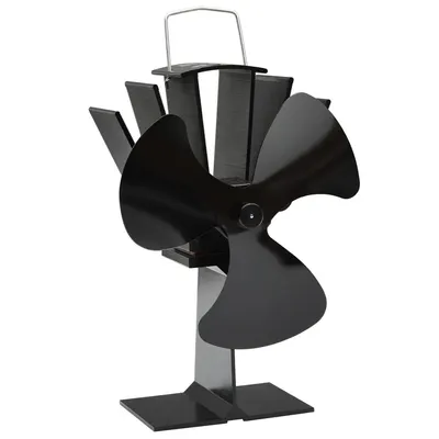 Gossi ventilator de soba cu alimentare termica, 3 palete, negru