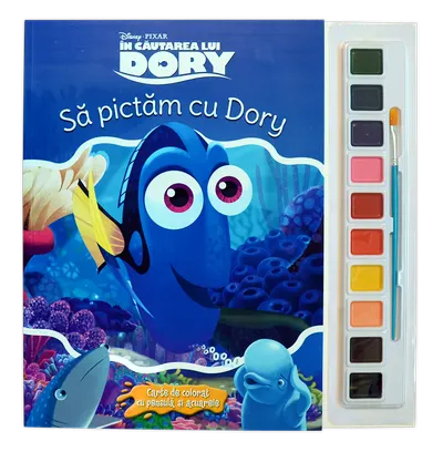În căutarea lui Dory. Să pictăm cu Dory. Carte de colorat cu pensulă și acuarele