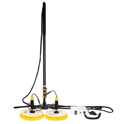 Perie dubla de curatat panouri fotovoltaice, motor cu perii si maner telescopic pana la 7.5 m + baterie Lithium