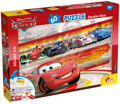Puzzle cu două fețe Lisciani pentru colorare 60 piese - Mașinile