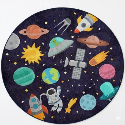 Covor de joacă pentru copii albastru închis lavabil ø120 cm Into The Space – Mila Home