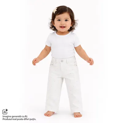 Pantaloni copii Chicco, Alb, 01240-70MC