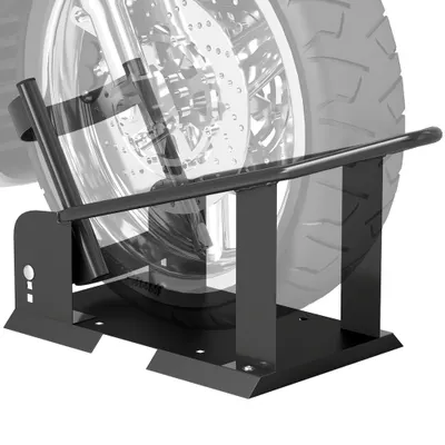 HOMCOM Cale de roată pentru motocicletă, cațărătoare de motocicletă din oțel, suport de transport cu 3 găuri reglabile în înălțime 27 x 71,5 x 33,5 cm negru | Aosom Romania