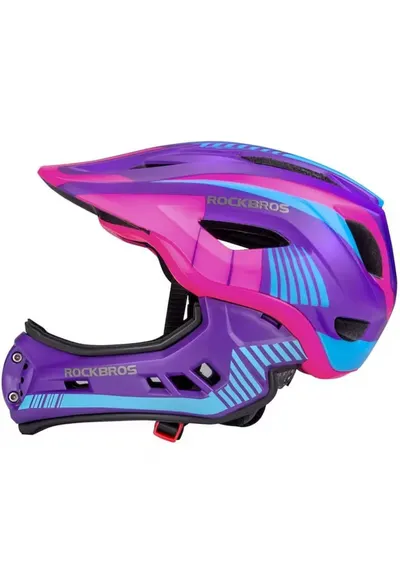 Casca Full Face copii roz/mov/albastru 48-52 cm