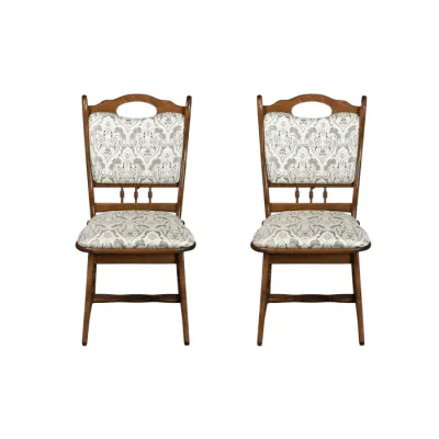 Set 2 scaune living FLANDER, cadru nuc + stofa print 02, 50x48x95 cm