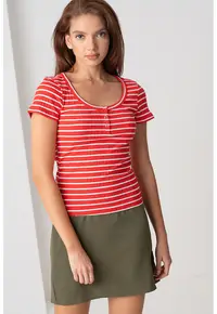 Tricou cu model in dungi - Rosu