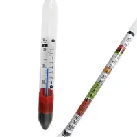 Termomustimetru Hidrometru Vin, Bere, Profesional cu 3 scale (Gravitationala, %Alcool, Zahar/L), indice fermentatie 29cm