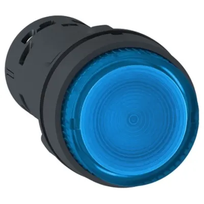 Buton Iluminat, Led, Revenire cu Arc 1No, Albastru, 24V