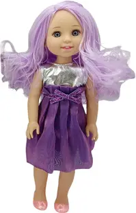 Păpuşă Moni Toys - Cu părul mov și o rochie, 38 cm