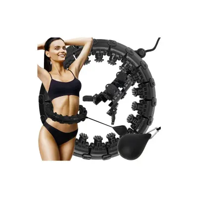 Cerc fitness Hula Hoop cu greutate si masaj, circumferinta ajustabila 30-42 cm, diametru interior 90 cm