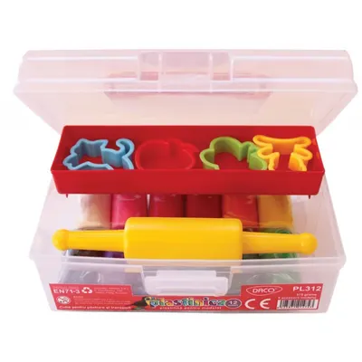 Plastilina 12culori 375g Plastinica + 5 accesorii modelaj, Daco