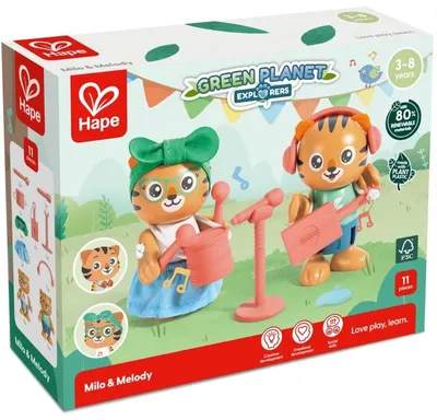 Set figurine din lemn HaPe International - Milo și Melody