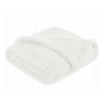 Paturica pufoasa, Qmini, Pentru copii, Din fleece, 75 x 100 cm, Alb