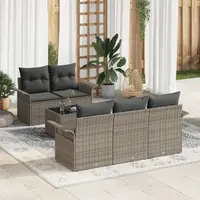 Set canapele gradina Gossi cu perne gri din ratan poly, canapea gradina Gossi cu doua locuri si spatiu de depozitare & perne gri din ratan poly