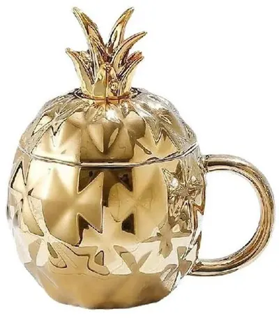 Pahar cu capac Morello - Ananas, cu linguriță, 430 ml, Gold