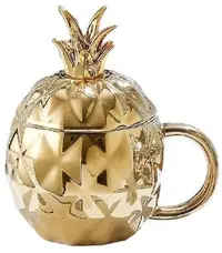 Pahar cu capac Morello - Ananas, cu linguriță, 430 ml, Gold