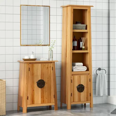 Gossi set mobilier de baie, 2 piese, lemn masiv de pin