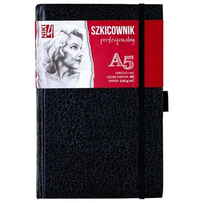 Bloc de Desen Niki Sketch, cu Elastic si Suport Creion, A5, 80 Coli, 110 g