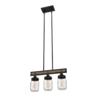 Piera Candelabru 3xe27 Mat Negru/lemn