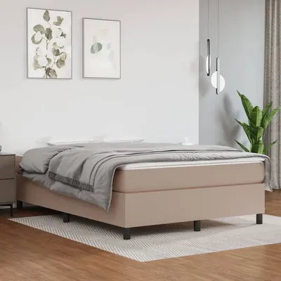 vidaXL Cadru de pat cu arcuri, cappuccino, 140x200 cm, piele ecologică