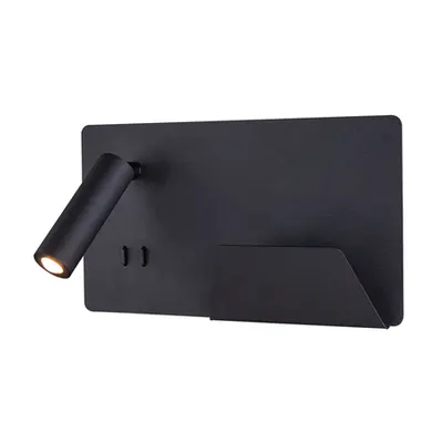 Corp iluminat de perete, aplica, lumini SOMNILA SPOT perete, negru cu LED-uri de interior montat pe suprafata de perete lumina 3000K negru versiunea dreapta incl. conexiune USB