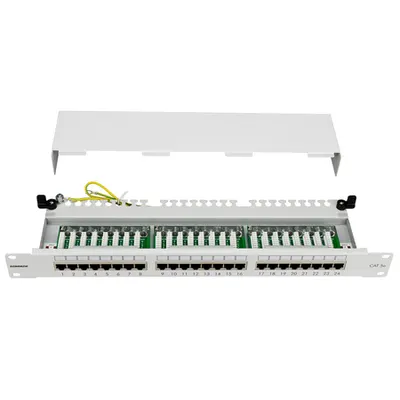 Patchpanel Cat.5 ecranat 24xRJ45G RAL7035