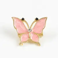 Brosa martisor fluture auriu cu aripi roz