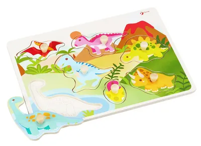 Puzzle din lemn cu manere Classic World - Dinozauri