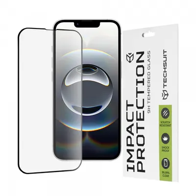 Folie de protectie Ecran Techsuit M1 pentru Apple iPhone 17e / 16e / 14 / 13 Pro, Sticla Securizata, Full Glue, 111D, Neagra