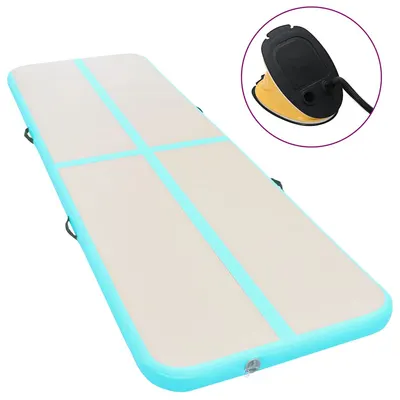 vidaXL Saltea gimnastică gonflabilă cu pompă verde 800x100x10cm PVC