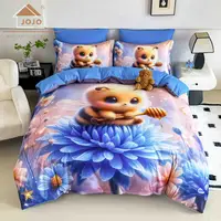 Lenjerie de Pat Bumbac Finet 5D 6 Piese cu Elastic 180x200 , Sweet Bee