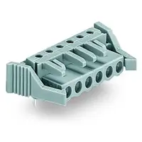 THT female header; 0.6 x 1.0 mm solder pin; angled; Locking lever; Pin spacing 5 mm; 4-pole; gray