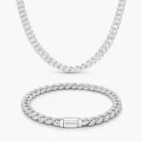 Set Colier+Bratara Cuban Pavé Cu Argint
