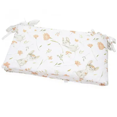 Protectie laterala pentru patut copii Kerstin Field Mouse 180 x 30 cm, cu doua fete, suprafata din bumbac 100, prindere cu panglici