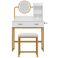 Masă de machiaj modernă cu iluminare LED, Alb | Aosom Romania