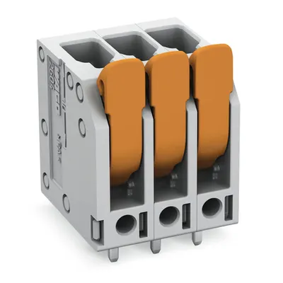 PCB terminal block; lever; 4 mm²; Pin spacing 5 mm; 2-pole; Push-in CAGE CLAMP®; 4,00 mm²; gray