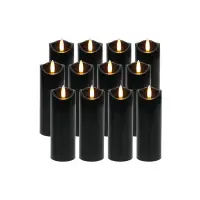 Set 12 lumanari negre, efect flacara alb calda, 15 x 5 cm, utilizare universala, IP20