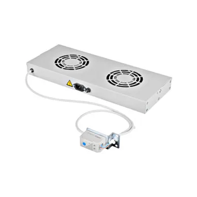 Placă 19” cu 2 ventilatoare, 1U, termostat analogic, RAL7035